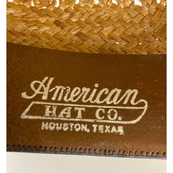 American Hat Co Bushwhacker Straw Hat Size 7 Western Made In Houston Texas USA - Picture 13 of 16